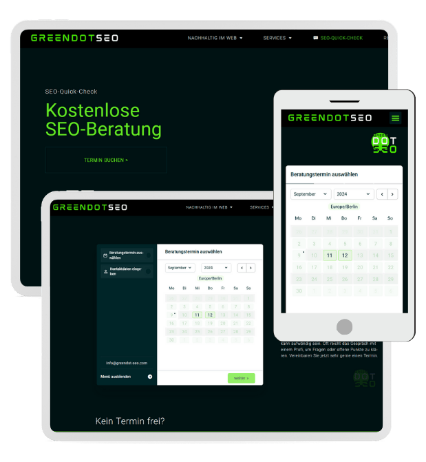 Terminbuchungstool auf der Website GREENDOT SEO - Referenz Isabella Andric
