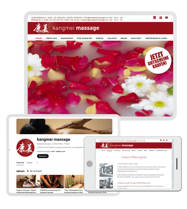 kangmei massage screenshots der website - referenz isa andric